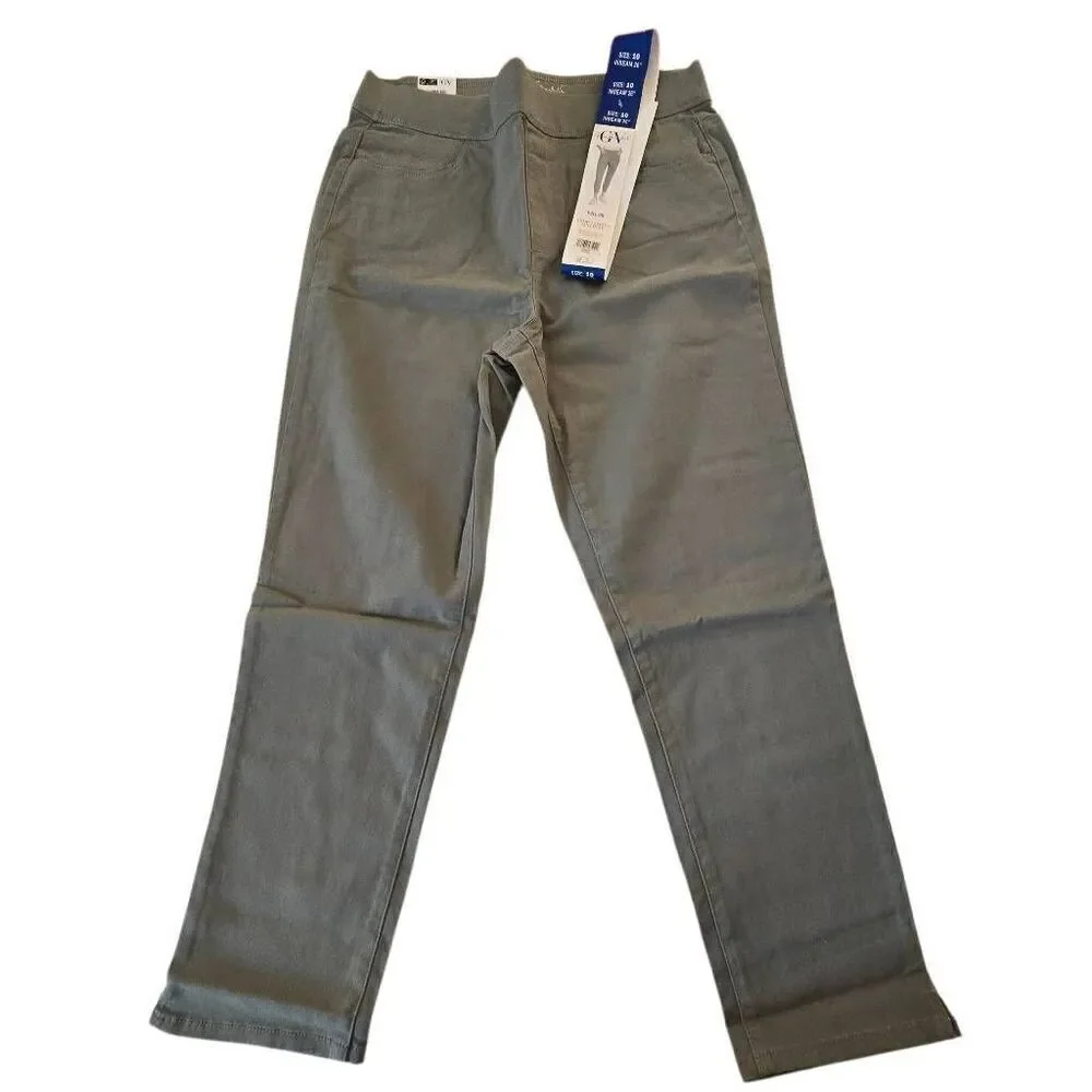 NWT Gloria Vanderbilt Womens Green Pullon Crop Length Pants Size 10 - Picture 1 of 10